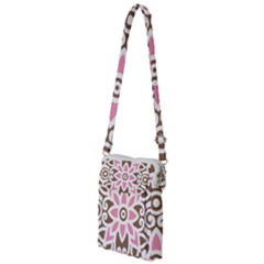 A Pink Flower On A Brown Background Multi Function Travel Bag