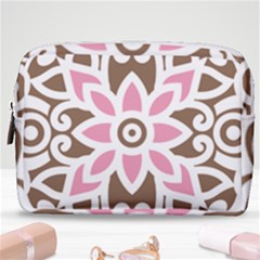 A Pink Flower On A Brown Background Make Up Pouch (medium)