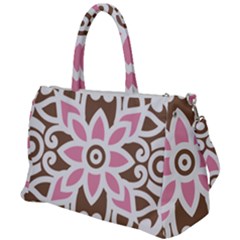 A Pink Flower On A Brown Background Duffel Travel Bag