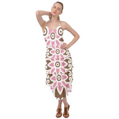 A Pink Flower On A Brown Background Layered Bottom Dress