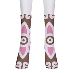 A Pink Flower On A Brown Background Crew Socks