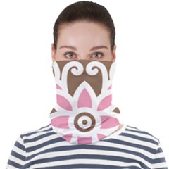 A Pink Flower On A Brown Background Face Seamless Bandana (adult)