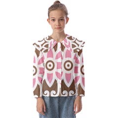 A Pink Flower On A Brown Background Kids  Peter Pan Collar Blouse