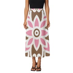 A Pink Flower On A Brown Background Classic Midi Chiffon Skirt