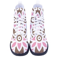 A Pink Flower On A Brown Background Men s High-top Canvas Sneakers