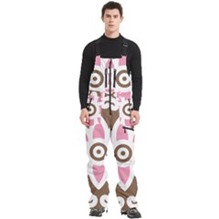 A Pink Flower On A Brown Background Men s Front Zip Ski And Snowboard Bib Pants