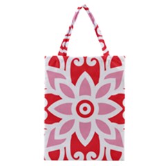 A Red And White Pattern With A Flower On It Classic Tote Bag