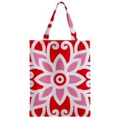 A Red And White Pattern With A Flower On It Zipper Classic Tote Bag