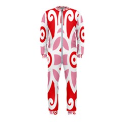 A Red And White Pattern With A Flower On It Onepiece Jumpsuit (kids)