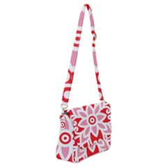 A Red And White Pattern With A Flower On It Shoulder Bag With Back Zipper by catchydesignhill