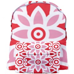 A Red And White Pattern With A Flower On It Giant Full Print Backpack