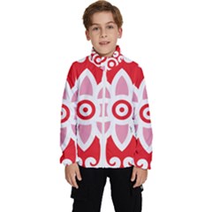 A Red And White Pattern With A Flower On It Kids  High Neck Windbreaker by catchydesignhill