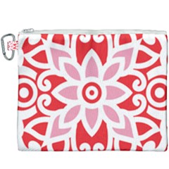 A Red And White Pattern With A Flower On It Canvas Cosmetic Bag (xxxl)