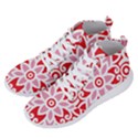 A Red And White Pattern With A Flower On It Men s Lightweight High Top Sneakers View2