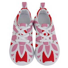 A Red And White Pattern With A Flower On It Running Shoes by catchydesignhill