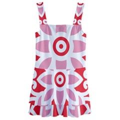 A Red And White Pattern With A Flower On It Kids  Layered Skirt Swimsuit