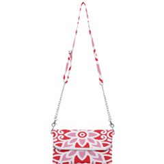 A Red And White Pattern With A Flower On It Mini Crossbody Handbag