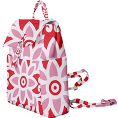 A Red And White Pattern With A Flower On It Buckle Everyday Backpack