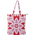 A Red And White Pattern With A Flower On It Double Zip Up Tote Bag View1