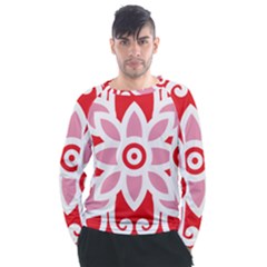 A Red And White Pattern With A Flower On It Men s Long Sleeve Raglan T-shirt