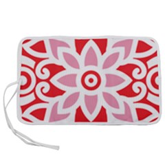 A Red And White Pattern With A Flower On It Pen Storage Case (m) by catchydesignhill