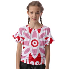 A Red And White Pattern With A Flower On It Kids  Cut Out Flutter Sleeves by catchydesignhill