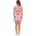 A Red And White Pattern With A Flower On It V-Neck High Waist Chiffon Mini Dress View4