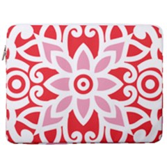 A Red And White Pattern With A Flower On It 17  Vertical Laptop Sleeve Case With Pocket