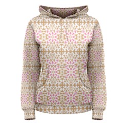 A Pink And White Flower Pattern On A Brown Background Women s Pullover Hoodie