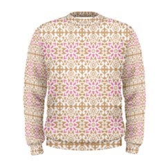 A Pink And White Flower Pattern On A Brown Background Men s Sweatshirt