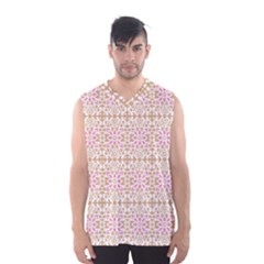 A Pink And White Flower Pattern On A Brown Background Men s Basketball Tank Top