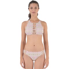 A Pink And White Flower Pattern On A Brown Background Perfectly Cut Out Bikini Set