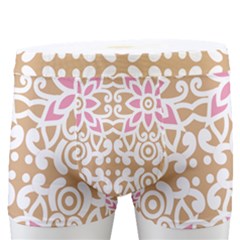 A Pink And White Flower Pattern On A Brown Background Men s Boxer Briefs