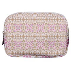 A Pink And White Flower Pattern On A Brown Background Make Up Pouch (small)