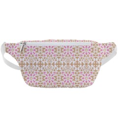 A Pink And White Flower Pattern On A Brown Background Waist Bag 