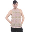 A Pink And White Flower Pattern On A Brown Background Men s Sleeveless Hoodie View1