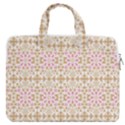 A Pink And White Flower Pattern On A Brown Background MacBook Pro 13  Double Pocket Laptop Bag View1