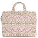 A Pink And White Flower Pattern On A Brown Background MacBook Pro 13  Double Pocket Laptop Bag View2