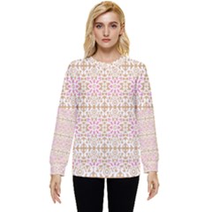 A Pink And White Flower Pattern On A Brown Background Hidden Pocket Sweatshirt