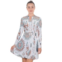 Pastel-boho-pattern Long Sleeve Panel Dress