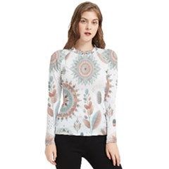 Pastel-boho-pattern Women s Long Sleeve Rash Guard