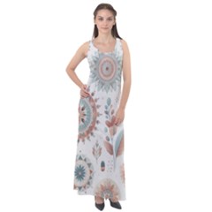 Pastel-boho-pattern Sleeveless Velour Maxi Dress