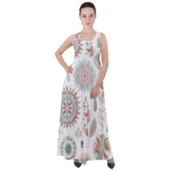 Pastel-boho-pattern Empire Waist Velour Maxi Dress