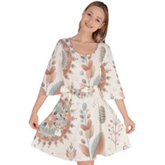 Pastel-boho-pattern Velour Kimono Dress