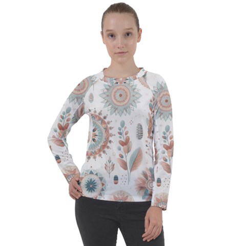 Pastel-boho-pattern Women s Long Sleeve Raglan T-shirt by designsbymallika