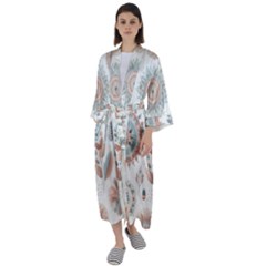 Pastel-boho-pattern Maxi Satin Kimono