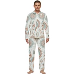 Pastel-boho-pattern Men s Long Sleeve Velvet Pocket Pajamas Set