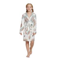 Pastel-boho-pattern Kids  Long Sleeve Velvet Lounge Robe