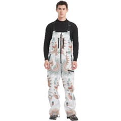 Pastel-boho-pattern Men s Front Zip Ski And Snowboard Bib Pants