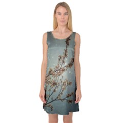 Dreamy Nature Motif Sleeveless Satin Nightdress